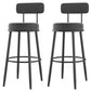 Modern Armless Backrest Counter Stool Iron Dessert Shop Bar Stool with Cushion and Pedal Black 2 Piece Set Clearhalo 'Bar Furniture' 'Bar Stools' 'bar_stools' 'furn' 'furn_bar_stools' 'Furniture' 'furniture_bar_stools' 'Kitchen & Dining Furniture' 5062005