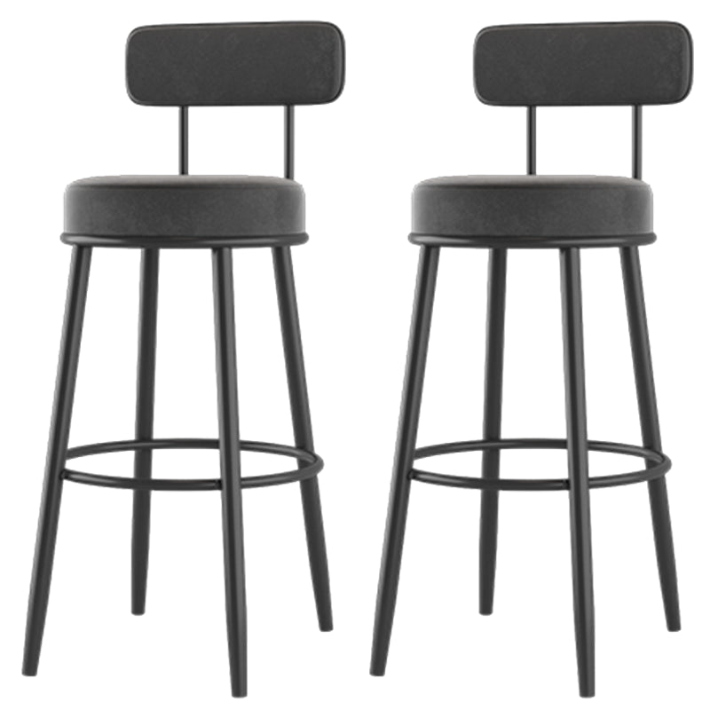 Modern Armless Backrest Counter Stool Iron Dessert Shop Bar Stool with Cushion and Pedal Black 2 Piece Set Clearhalo 'Bar Furniture' 'Bar Stools' 'bar_stools' 'furn' 'furn_bar_stools' 'Furniture' 'furniture_bar_stools' 'Kitchen & Dining Furniture' 5062005