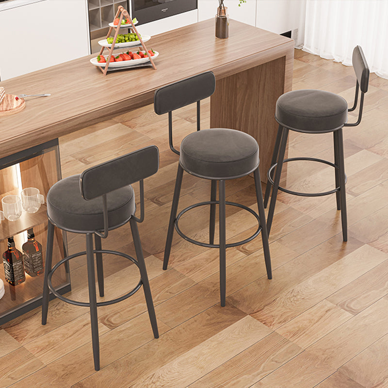 Modern Armless Backrest Counter Stool Iron Dessert Shop Bar Stool with Cushion and Pedal Clearhalo 'Bar Furniture' 'Bar Stools' 'bar_stools' 'furn' 'furn_bar_stools' 'Furniture' 'furniture_bar_stools' 'Kitchen & Dining Furniture' 5062006