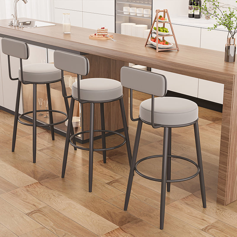 Modern Armless Backrest Counter Stool Iron Dessert Shop Bar Stool with Cushion and Pedal Clearhalo 'Bar Furniture' 'Bar Stools' 'bar_stools' 'furn' 'furn_bar_stools' 'Furniture' 'furniture_bar_stools' 'Kitchen & Dining Furniture' 5062007
