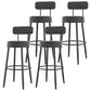 Modern Armless Backrest Counter Stool Iron Dessert Shop Bar Stool with Cushion and Pedal Black 4 Piece Set Clearhalo 'Bar Furniture' 'Bar Stools' 'bar_stools' 'furn' 'furn_bar_stools' 'Furniture' 'furniture_bar_stools' 'Kitchen & Dining Furniture' 5062008