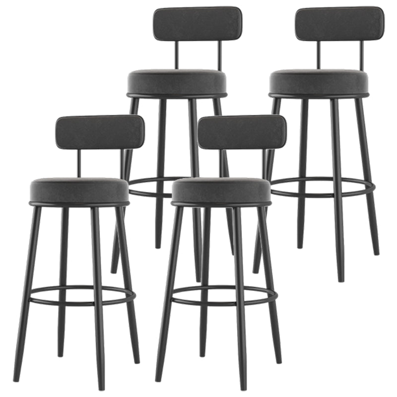 Modern Armless Backrest Counter Stool Iron Dessert Shop Bar Stool with Cushion and Pedal Black 4 Piece Set Clearhalo 'Bar Furniture' 'Bar Stools' 'bar_stools' 'furn' 'furn_bar_stools' 'Furniture' 'furniture_bar_stools' 'Kitchen & Dining Furniture' 5062008