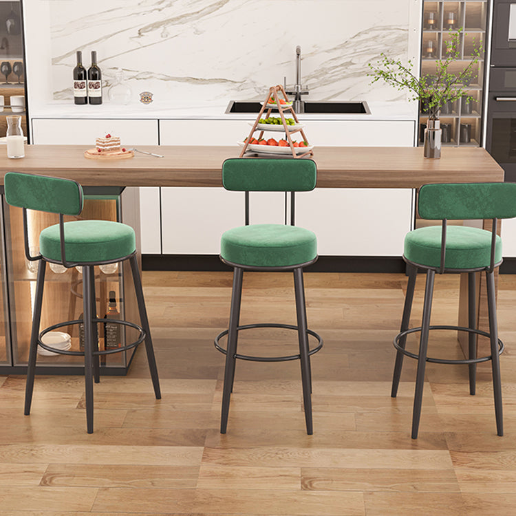 Modern Armless Backrest Counter Stool Iron Dessert Shop Bar Stool with Cushion and Pedal Clearhalo 'Bar Furniture' 'Bar Stools' 'bar_stools' 'furn' 'furn_bar_stools' 'Furniture' 'furniture_bar_stools' 'Kitchen & Dining Furniture' 5062009