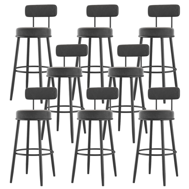 Modern Armless Backrest Counter Stool Iron Dessert Shop Bar Stool with Cushion and Pedal Black 8 Piece Set Clearhalo 'Bar Furniture' 'Bar Stools' 'bar_stools' 'furn' 'furn_bar_stools' 'Furniture' 'furniture_bar_stools' 'Kitchen & Dining Furniture' 5062012