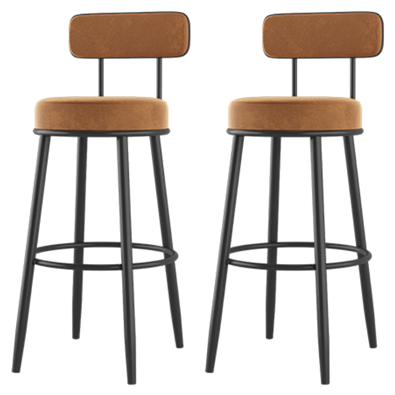 Modern Armless Backrest Counter Stool Iron Dessert Shop Bar Stool with Cushion and Pedal Orange 2 Piece Set Clearhalo 'Bar Furniture' 'Bar Stools' 'bar_stools' 'furn' 'furn_bar_stools' 'Furniture' 'furniture_bar_stools' 'Kitchen & Dining Furniture' 5062013