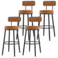 Modern Armless Backrest Counter Stool Iron Dessert Shop Bar Stool with Cushion and Pedal Orange 4 Piece Set Clearhalo 'Bar Furniture' 'Bar Stools' 'bar_stools' 'furn' 'furn_bar_stools' 'Furniture' 'furniture_bar_stools' 'Kitchen & Dining Furniture' 5062014