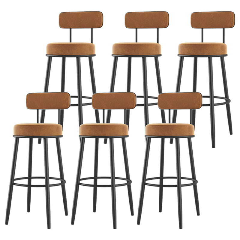 Modern Armless Backrest Counter Stool Iron Dessert Shop Bar Stool with Cushion and Pedal Orange 6 Piece Set Clearhalo 'Bar Furniture' 'Bar Stools' 'bar_stools' 'furn' 'furn_bar_stools' 'Furniture' 'furniture_bar_stools' 'Kitchen & Dining Furniture' 5062015