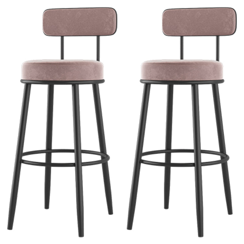 Modern Armless Backrest Counter Stool Iron Dessert Shop Bar Stool with Cushion and Pedal Pink 2 Piece Set Clearhalo 'Bar Furniture' 'Bar Stools' 'bar_stools' 'furn' 'furn_bar_stools' 'Furniture' 'furniture_bar_stools' 'Kitchen & Dining Furniture' 5062017