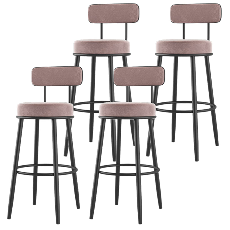 Modern Armless Backrest Counter Stool Iron Dessert Shop Bar Stool with Cushion and Pedal Pink 4 Piece Set Clearhalo 'Bar Furniture' 'Bar Stools' 'bar_stools' 'furn' 'furn_bar_stools' 'Furniture' 'furniture_bar_stools' 'Kitchen & Dining Furniture' 5062018