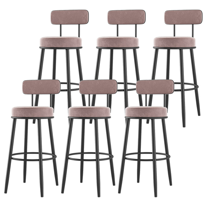Modern Armless Backrest Counter Stool Iron Dessert Shop Bar Stool with Cushion and Pedal Pink 6 Piece Set Clearhalo 'Bar Furniture' 'Bar Stools' 'bar_stools' 'furn' 'furn_bar_stools' 'Furniture' 'furniture_bar_stools' 'Kitchen & Dining Furniture' 5062019