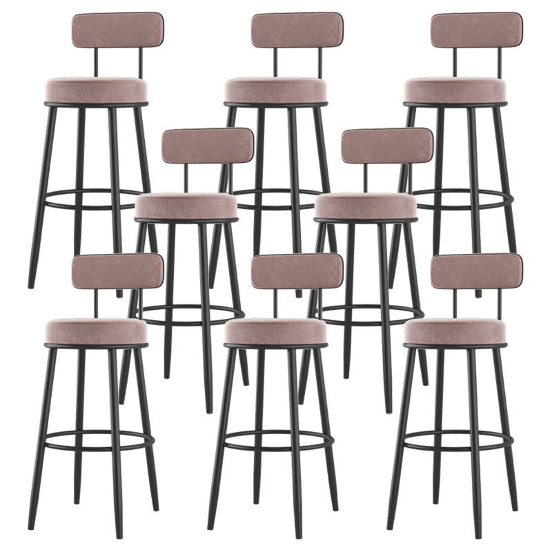 Modern Armless Backrest Counter Stool Iron Dessert Shop Bar Stool with Cushion and Pedal Pink 8 Piece Set Clearhalo 'Bar Furniture' 'Bar Stools' 'bar_stools' 'furn' 'furn_bar_stools' 'Furniture' 'furniture_bar_stools' 'Kitchen & Dining Furniture' 5062020