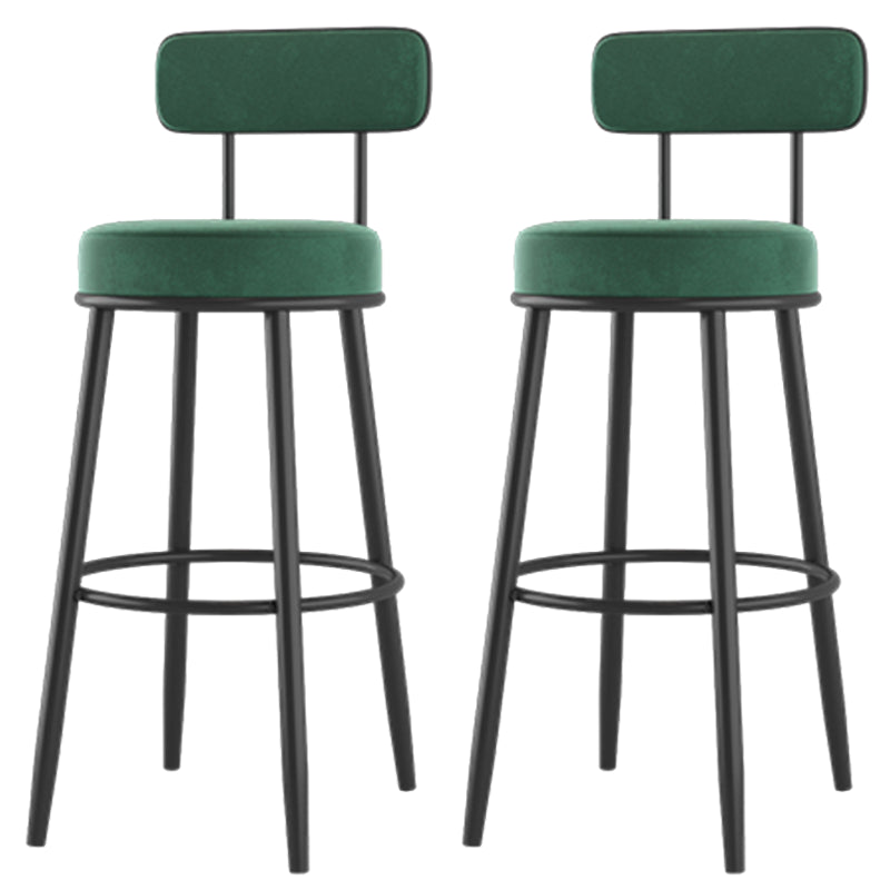 Modern Armless Backrest Counter Stool Iron Dessert Shop Bar Stool with Cushion and Pedal Blackish Green 2 Piece Set Clearhalo 'Bar Furniture' 'Bar Stools' 'bar_stools' 'furn' 'furn_bar_stools' 'Furniture' 'furniture_bar_stools' 'Kitchen & Dining Furniture' 5062021