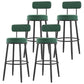Modern Armless Backrest Counter Stool Iron Dessert Shop Bar Stool with Cushion and Pedal Blackish Green 4 Piece Set Clearhalo 'Bar Furniture' 'Bar Stools' 'bar_stools' 'furn' 'furn_bar_stools' 'Furniture' 'furniture_bar_stools' 'Kitchen & Dining Furniture' 5062022