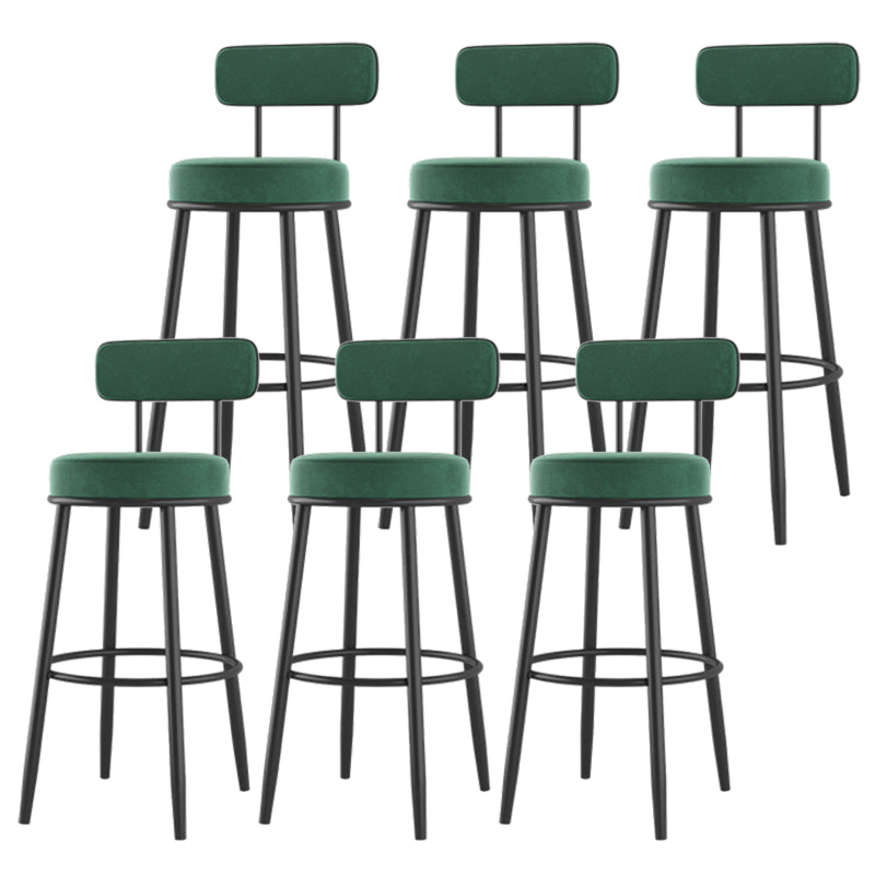 Modern Armless Backrest Counter Stool Iron Dessert Shop Bar Stool with Cushion and Pedal Blackish Green 6 Piece Set Clearhalo 'Bar Furniture' 'Bar Stools' 'bar_stools' 'furn' 'furn_bar_stools' 'Furniture' 'furniture_bar_stools' 'Kitchen & Dining Furniture' 5062023