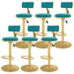Glam Liftable Backrest Counter Stool Iron Cafe Bar Stool with Velvet Cushion and Pedal Sky Blue 6 Piece Set Clearhalo 'Bar Furniture' 'Bar Stools' 'bar_stools' 'furn' 'furn_bar_stools' 'Furniture' 'furniture_bar_stools' 'Kitchen & Dining Furniture' 5062029