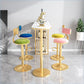 Glam Liftable Backrest Counter Stool Iron Cafe Bar Stool with Velvet Cushion and Pedal Clearhalo 'Bar Furniture' 'Bar Stools' 'bar_stools' 'furn' 'furn_bar_stools' 'Furniture' 'furniture_bar_stools' 'Kitchen & Dining Furniture' 5062032