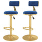 Glam Liftable Backrest Counter Stool Iron Cafe Bar Stool with Velvet Cushion and Pedal Blue 2 Piece Set Clearhalo 'Bar Furniture' 'Bar Stools' 'bar_stools' 'furn' 'furn_bar_stools' 'Furniture' 'furniture_bar_stools' 'Kitchen & Dining Furniture' 5062033
