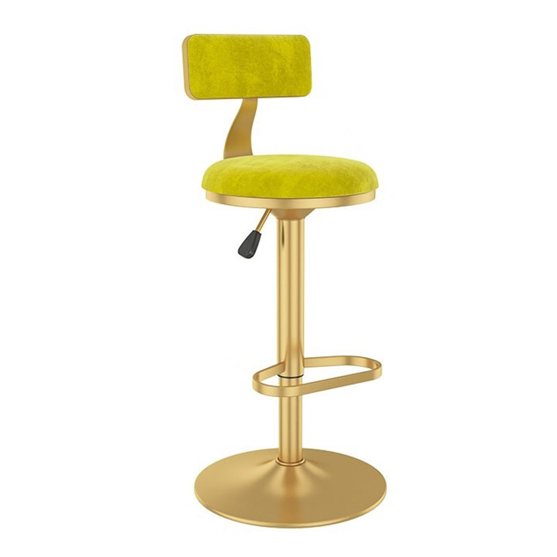 Glam Liftable Backrest Counter Stool Iron Cafe Bar Stool with Velvet Cushion and Pedal Clearhalo 'Bar Furniture' 'Bar Stools' 'bar_stools' 'furn' 'furn_bar_stools' 'Furniture' 'furniture_bar_stools' 'Kitchen & Dining Furniture' 5062034