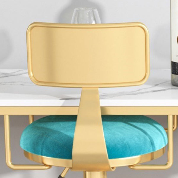 Glam Liftable Backrest Counter Stool Iron Cafe Bar Stool with Velvet Cushion and Pedal Clearhalo 'Bar Furniture' 'Bar Stools' 'bar_stools' 'furn' 'furn_bar_stools' 'Furniture' 'furniture_bar_stools' 'Kitchen & Dining Furniture' 5062035