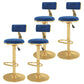 Glam Liftable Backrest Counter Stool Iron Cafe Bar Stool with Velvet Cushion and Pedal Blue 4 Piece Set Clearhalo 'Bar Furniture' 'Bar Stools' 'bar_stools' 'furn' 'furn_bar_stools' 'Furniture' 'furniture_bar_stools' 'Kitchen & Dining Furniture' 5062036
