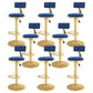 Glam Liftable Backrest Counter Stool Iron Cafe Bar Stool with Velvet Cushion and Pedal Blue 8 Piece Set Clearhalo 'Bar Furniture' 'Bar Stools' 'bar_stools' 'furn' 'furn_bar_stools' 'Furniture' 'furniture_bar_stools' 'Kitchen & Dining Furniture' 5062040