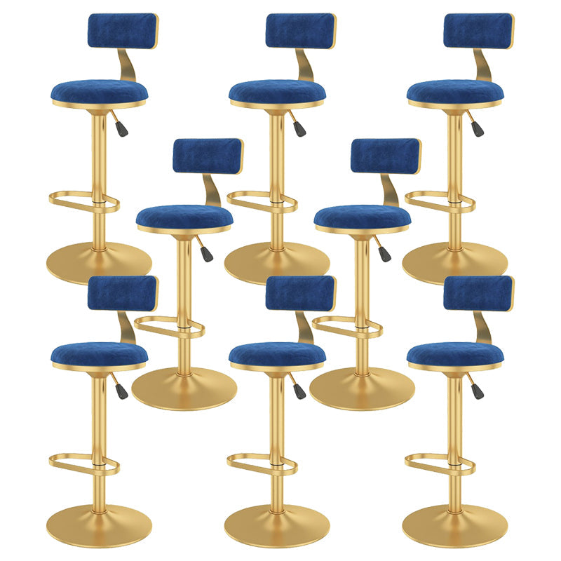 Glam Liftable Backrest Counter Stool Iron Cafe Bar Stool with Velvet Cushion and Pedal Blue 8 Piece Set Clearhalo 'Bar Furniture' 'Bar Stools' 'bar_stools' 'furn' 'furn_bar_stools' 'Furniture' 'furniture_bar_stools' 'Kitchen & Dining Furniture' 5062040
