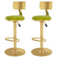 Glam Liftable Backrest Counter Stool Iron Cafe Bar Stool with Velvet Cushion and Pedal Lemon Green 2 Piece Set Clearhalo 'Bar Furniture' 'Bar Stools' 'bar_stools' 'furn' 'furn_bar_stools' 'Furniture' 'furniture_bar_stools' 'Kitchen & Dining Furniture' 5062041