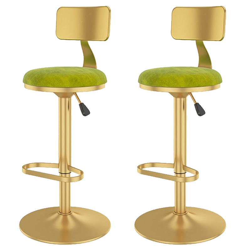 Glam Liftable Backrest Counter Stool Iron Cafe Bar Stool with Velvet Cushion and Pedal Lemon Green 2 Piece Set Clearhalo 'Bar Furniture' 'Bar Stools' 'bar_stools' 'furn' 'furn_bar_stools' 'Furniture' 'furniture_bar_stools' 'Kitchen & Dining Furniture' 5062041