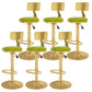 Glam Liftable Backrest Counter Stool Iron Cafe Bar Stool with Velvet Cushion and Pedal Lemon Green 6 Piece Set Clearhalo 'Bar Furniture' 'Bar Stools' 'bar_stools' 'furn' 'furn_bar_stools' 'Furniture' 'furniture_bar_stools' 'Kitchen & Dining Furniture' 5062045