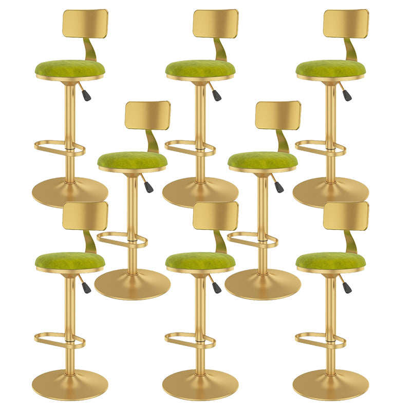 Glam Liftable Backrest Counter Stool Iron Cafe Bar Stool with Velvet Cushion and Pedal Lemon Green 8 Piece Set Clearhalo 'Bar Furniture' 'Bar Stools' 'bar_stools' 'furn' 'furn_bar_stools' 'Furniture' 'furniture_bar_stools' 'Kitchen & Dining Furniture' 5062047