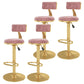 Glam Liftable Backrest Counter Stool Iron Cafe Bar Stool with Velvet Cushion and Pedal Pink 4 Piece Set Clearhalo 'Bar Furniture' 'Bar Stools' 'bar_stools' 'furn' 'furn_bar_stools' 'Furniture' 'furniture_bar_stools' 'Kitchen & Dining Furniture' 5062051
