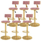 Glam Liftable Backrest Counter Stool Iron Cafe Bar Stool with Velvet Cushion and Pedal Pink 6 Piece Set Clearhalo 'Bar Furniture' 'Bar Stools' 'bar_stools' 'furn' 'furn_bar_stools' 'Furniture' 'furniture_bar_stools' 'Kitchen & Dining Furniture' 5062052
