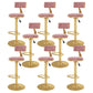 Glam Liftable Backrest Counter Stool Iron Cafe Bar Stool with Velvet Cushion and Pedal Pink 8 Piece Set Clearhalo 'Bar Furniture' 'Bar Stools' 'bar_stools' 'furn' 'furn_bar_stools' 'Furniture' 'furniture_bar_stools' 'Kitchen & Dining Furniture' 5062053