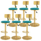 Glam Liftable Backrest Counter Stool Iron Cafe Bar Stool with Velvet Cushion and Pedal Light Blue 6 Piece Set Clearhalo 'Bar Furniture' 'Bar Stools' 'bar_stools' 'furn' 'furn_bar_stools' 'Furniture' 'furniture_bar_stools' 'Kitchen & Dining Furniture' 5062056
