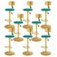 Glam Liftable Backrest Counter Stool Iron Cafe Bar Stool with Velvet Cushion and Pedal Light Blue 8 Piece Set Clearhalo 'Bar Furniture' 'Bar Stools' 'bar_stools' 'furn' 'furn_bar_stools' 'Furniture' 'furniture_bar_stools' 'Kitchen & Dining Furniture' 5062057