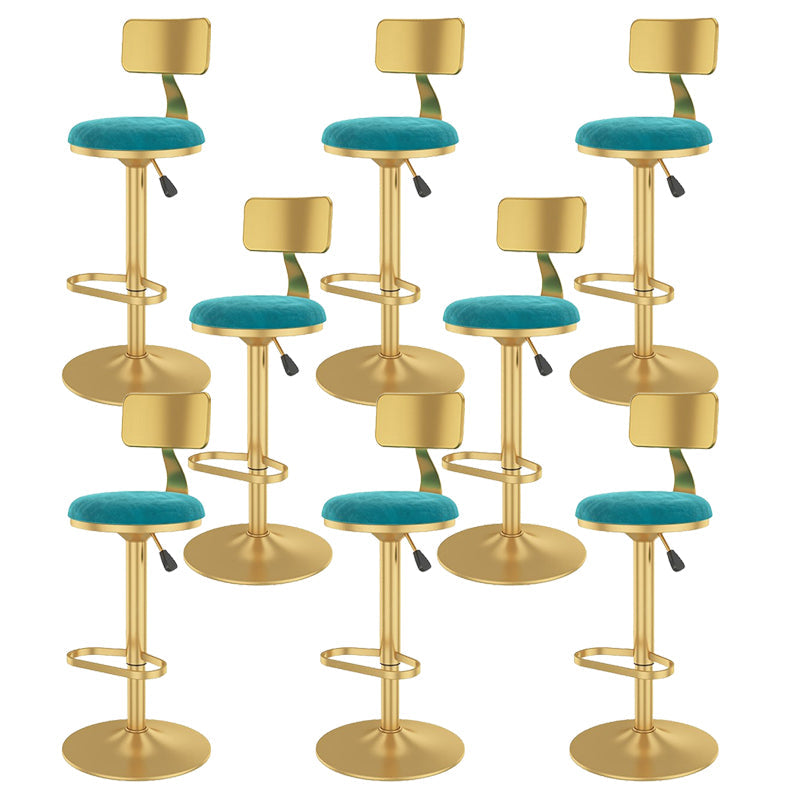 Glam Liftable Backrest Counter Stool Iron Cafe Bar Stool with Velvet Cushion and Pedal Light Blue 8 Piece Set Clearhalo 'Bar Furniture' 'Bar Stools' 'bar_stools' 'furn' 'furn_bar_stools' 'Furniture' 'furniture_bar_stools' 'Kitchen & Dining Furniture' 5062057