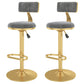 Glam Liftable Backrest Counter Stool Iron Cafe Bar Stool with Velvet Cushion and Pedal Grey 2 Piece Set Clearhalo 'Bar Furniture' 'Bar Stools' 'bar_stools' 'furn' 'furn_bar_stools' 'Furniture' 'furniture_bar_stools' 'Kitchen & Dining Furniture' 5062058