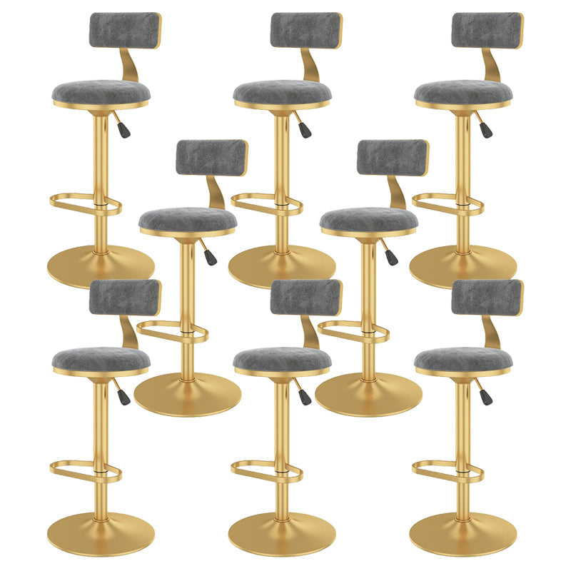 Glam Liftable Backrest Counter Stool Iron Cafe Bar Stool with Velvet Cushion and Pedal Grey 8 Piece Set Clearhalo 'Bar Furniture' 'Bar Stools' 'bar_stools' 'furn' 'furn_bar_stools' 'Furniture' 'furniture_bar_stools' 'Kitchen & Dining Furniture' 5062061