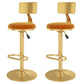 Glam Liftable Backrest Counter Stool Iron Cafe Bar Stool with Velvet Cushion and Pedal Orange 2 Piece Set Clearhalo 'Bar Furniture' 'Bar Stools' 'bar_stools' 'furn' 'furn_bar_stools' 'Furniture' 'furniture_bar_stools' 'Kitchen & Dining Furniture' 5062062