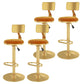 Glam Liftable Backrest Counter Stool Iron Cafe Bar Stool with Velvet Cushion and Pedal Orange 4 Piece Set Clearhalo 'Bar Furniture' 'Bar Stools' 'bar_stools' 'furn' 'furn_bar_stools' 'Furniture' 'furniture_bar_stools' 'Kitchen & Dining Furniture' 5062063