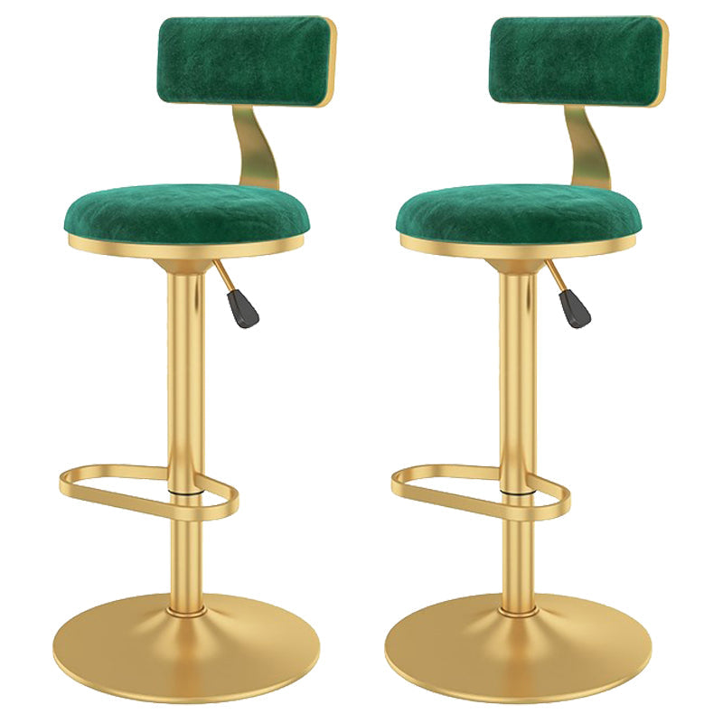 Glam Liftable Backrest Counter Stool Iron Cafe Bar Stool with Velvet Cushion and Pedal Green 2 Piece Set Clearhalo 'Bar Furniture' 'Bar Stools' 'bar_stools' 'furn' 'furn_bar_stools' 'Furniture' 'furniture_bar_stools' 'Kitchen & Dining Furniture' 5062066