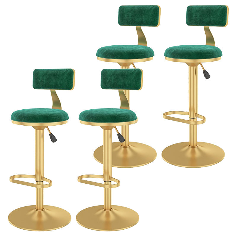 Glam Liftable Backrest Counter Stool Iron Cafe Bar Stool with Velvet Cushion and Pedal Green 4 Piece Set Clearhalo 'Bar Furniture' 'Bar Stools' 'bar_stools' 'furn' 'furn_bar_stools' 'Furniture' 'furniture_bar_stools' 'Kitchen & Dining Furniture' 5062067