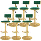 Glam Liftable Backrest Counter Stool Iron Cafe Bar Stool with Velvet Cushion and Pedal Green 6 Piece Set Clearhalo 'Bar Furniture' 'Bar Stools' 'bar_stools' 'furn' 'furn_bar_stools' 'Furniture' 'furniture_bar_stools' 'Kitchen & Dining Furniture' 5062068