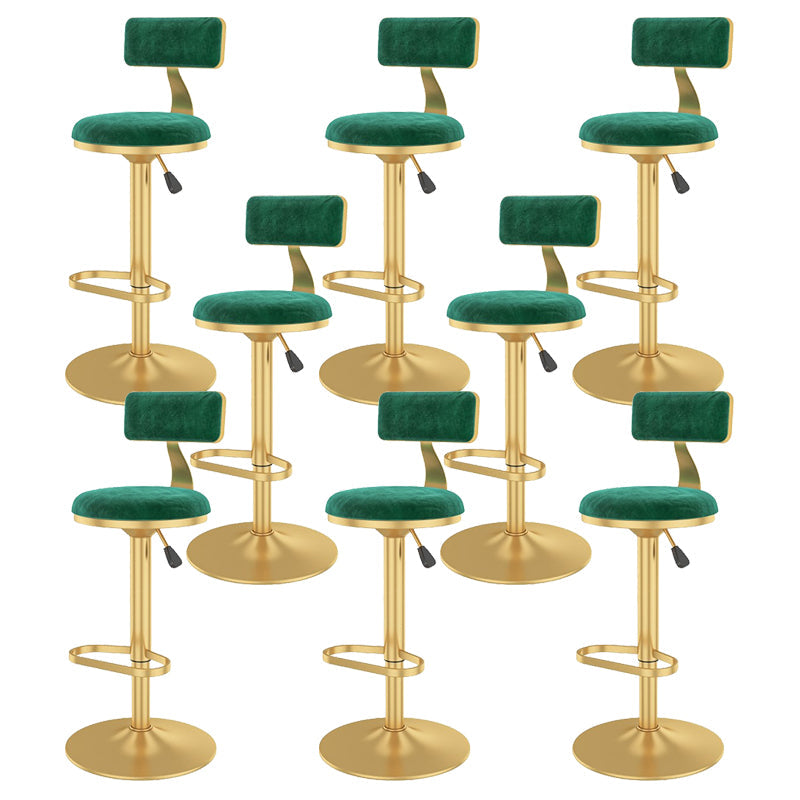 Glam Liftable Backrest Counter Stool Iron Cafe Bar Stool with Velvet Cushion and Pedal Green 8 Piece Set Clearhalo 'Bar Furniture' 'Bar Stools' 'bar_stools' 'furn' 'furn_bar_stools' 'Furniture' 'furniture_bar_stools' 'Kitchen & Dining Furniture' 5062069