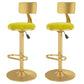 Glam Liftable Backrest Counter Stool Iron Cafe Bar Stool with Velvet Cushion and Pedal Fluorescent Yellow 2 Piece Set Clearhalo 'Bar Furniture' 'Bar Stools' 'bar_stools' 'furn' 'furn_bar_stools' 'Furniture' 'furniture_bar_stools' 'Kitchen & Dining Furniture' 5062070