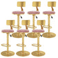 Glam Liftable Backrest Counter Stool Iron Cafe Bar Stool with Velvet Cushion and Pedal Light Pink 6 Piece Set Clearhalo 'Bar Furniture' 'Bar Stools' 'bar_stools' 'furn' 'furn_bar_stools' 'Furniture' 'furniture_bar_stools' 'Kitchen & Dining Furniture' 5062076