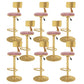 Glam Liftable Backrest Counter Stool Iron Cafe Bar Stool with Velvet Cushion and Pedal Light Pink 8 Piece Set Clearhalo 'Bar Furniture' 'Bar Stools' 'bar_stools' 'furn' 'furn_bar_stools' 'Furniture' 'furniture_bar_stools' 'Kitchen & Dining Furniture' 5062077