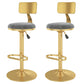 Glam Liftable Backrest Counter Stool Iron Cafe Bar Stool with Velvet Cushion and Pedal Silver Gray 2 Piece Set Clearhalo 'Bar Furniture' 'Bar Stools' 'bar_stools' 'furn' 'furn_bar_stools' 'Furniture' 'furniture_bar_stools' 'Kitchen & Dining Furniture' 5062078
