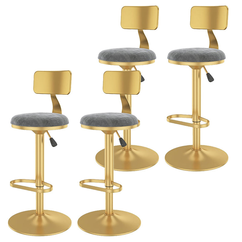 Glam Liftable Backrest Counter Stool Iron Cafe Bar Stool with Velvet Cushion and Pedal Silver Gray 4 Piece Set Clearhalo 'Bar Furniture' 'Bar Stools' 'bar_stools' 'furn' 'furn_bar_stools' 'Furniture' 'furniture_bar_stools' 'Kitchen & Dining Furniture' 5062079