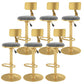 Glam Liftable Backrest Counter Stool Iron Cafe Bar Stool with Velvet Cushion and Pedal Silver Gray 6 Piece Set Clearhalo 'Bar Furniture' 'Bar Stools' 'bar_stools' 'furn' 'furn_bar_stools' 'Furniture' 'furniture_bar_stools' 'Kitchen & Dining Furniture' 5062080